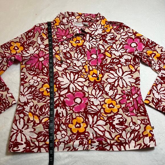 Zenergy by Chico's Floral Print Full Zip Jacket Size Large/12 Maximalist - Picture 9 of 10